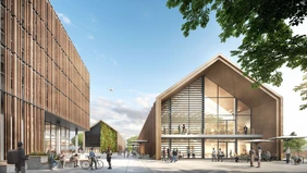Nachhaltigkeit spielt beim Ausbau des Campus eine wichtige Rolle (Grafik: Loomn Architekturvisualisierungen/gmp Architekten).